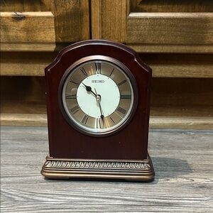 Seiko Dark Brown Wooden Mantel Clock